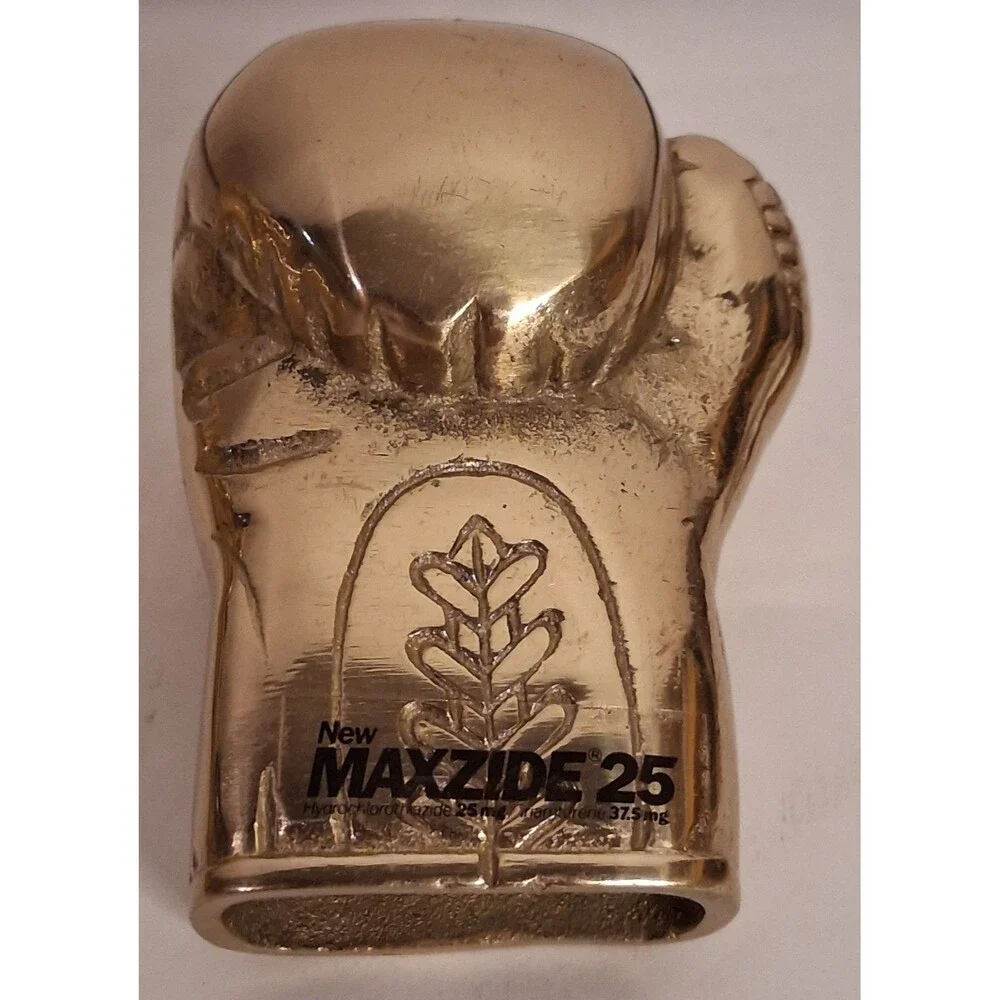 VTG Maxzide 25 Brass Boxing Glove Detailed Logo Back Paperweight Lot